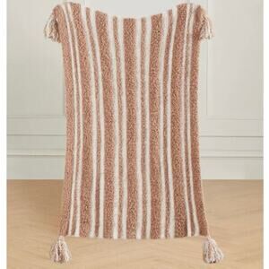 Styled Collection Mocha Brown Baby Nursery 3D Stripe Tassel Stroller Blanket NEW